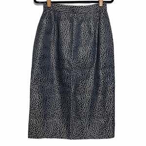 Lily &‎ Taylor Black & Silver Cheetah Pencil Skirt Womens 10